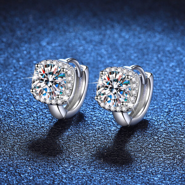 S925 Silver Moissanite Earrings Classic Elegant Square Bag