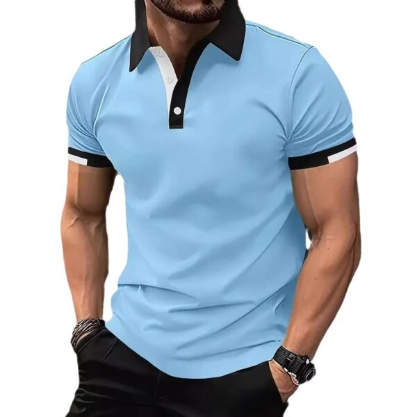 3D Solid Color Lapel Short Sleeve Polo Shirt Casual Loose Men - Image 2