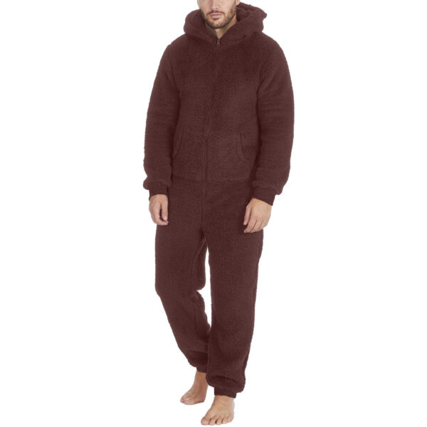 Men's Fashion Zipper Thermal Plush Jumpsuit Thermal Pajamas - Image 3