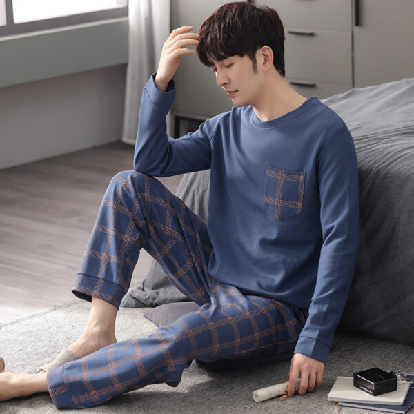 Pajamas Men's Cotton Long Sleeve - Image 2