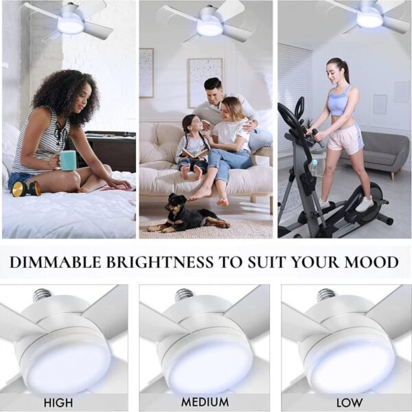 Socket Fan Light With Remote Adjustable Screw Mouth Intelligent Remote Control Integrated LED Fan Light - Image 2