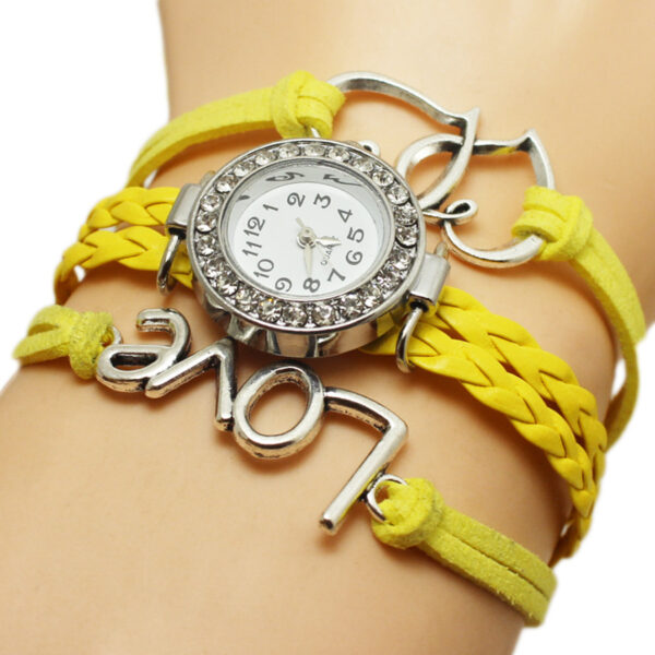 Alloy Love Double Heart-shaped Love Woven Multi-layer Watch - Image 5