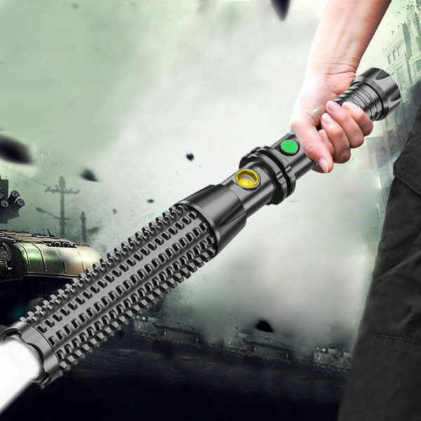 Self-Defense Wolf Tooth Stick Outdoor USB Rechargeable Car Led Security Patrol Broken Window Power Flashlight