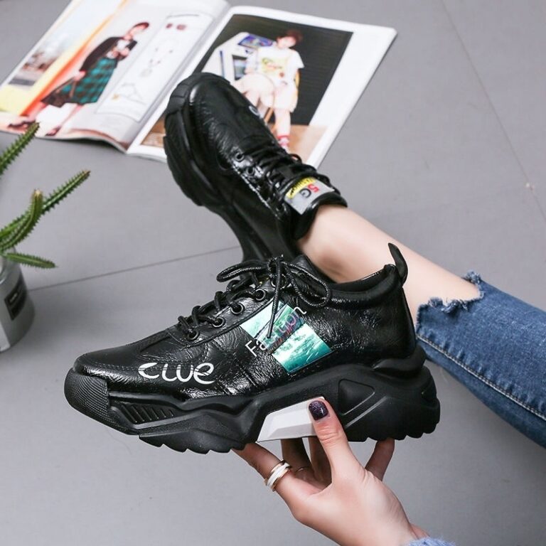 Tendon Sole Women's Shoes Patent Leather Platform Single Shoes Platform Sneakers - Image 8