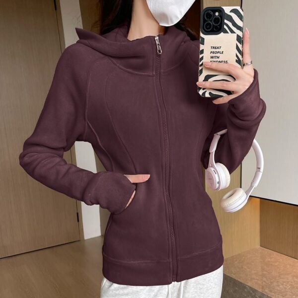 Fleece-lined Stand Collar Sweater Polar Fleece Yoga Clothes - Image 10