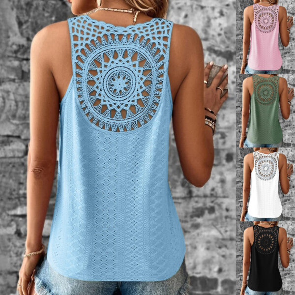 Women's Back Hollow Lace T-shirt - Image 4