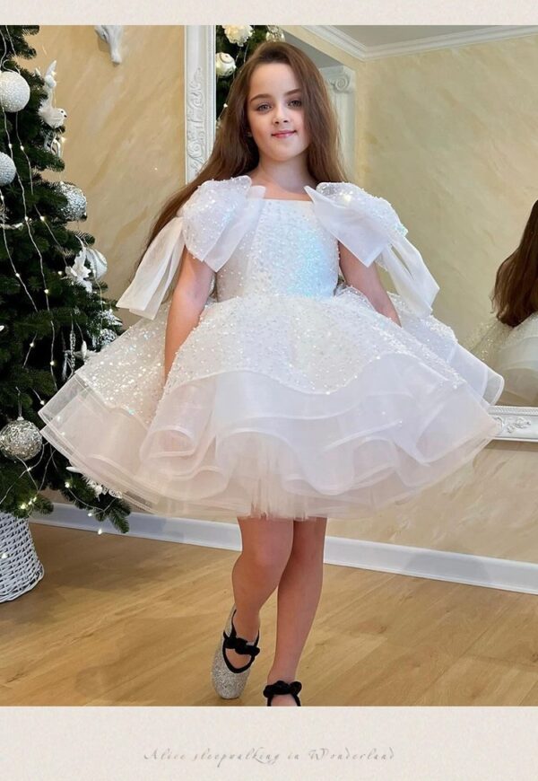 Girls' White Birthday Party Formal Dress Skirt - Image 5