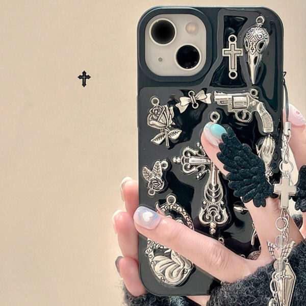 Ins Retro Dark Wind Epoxy Cross Phone Case - Image 4