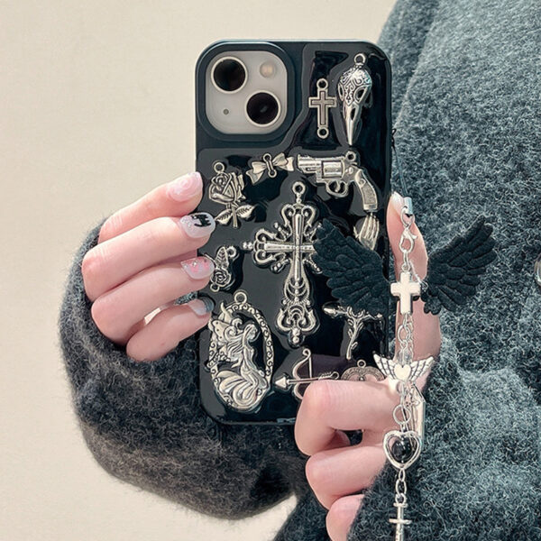 Ins Retro Dark Wind Epoxy Cross Phone Case - Image 7