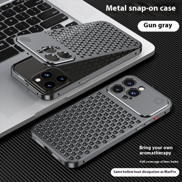 Applicable To Iphone15 Phone Case New Spring Fastener Aromatherapy Heat Dissipation Aluminum Alloy Case - Image 6