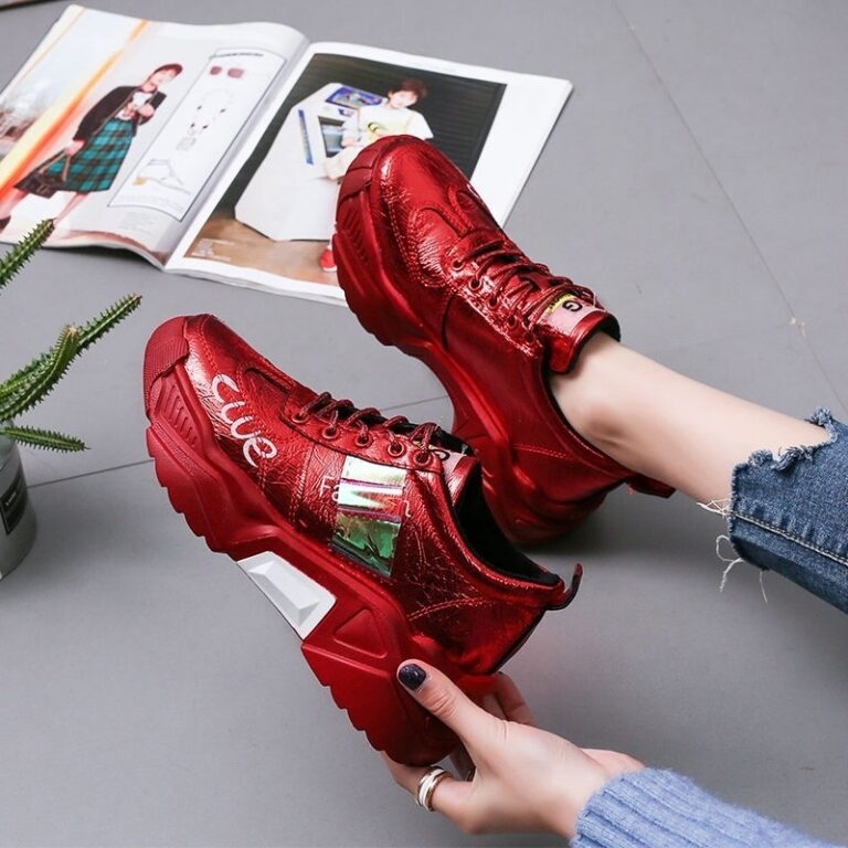 Tendon Sole Women's Shoes Patent Leather Platform Single Shoes Platform Sneakers - Image 5