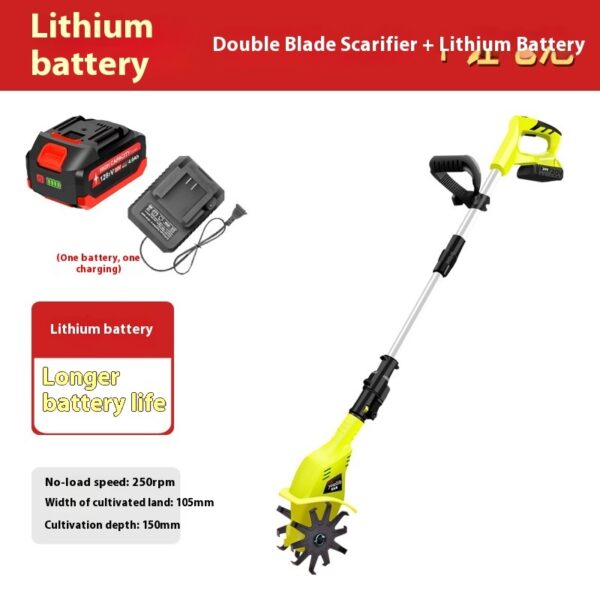 Handheld Lithium Mini-Tiller Soil Ripper Agricultural Small Household Electric Hoe Rotary Tiller - Image 5