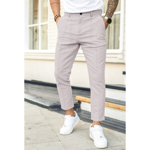 Men's Double Fold Line Solid Color Casual Suit Pants - Image 2