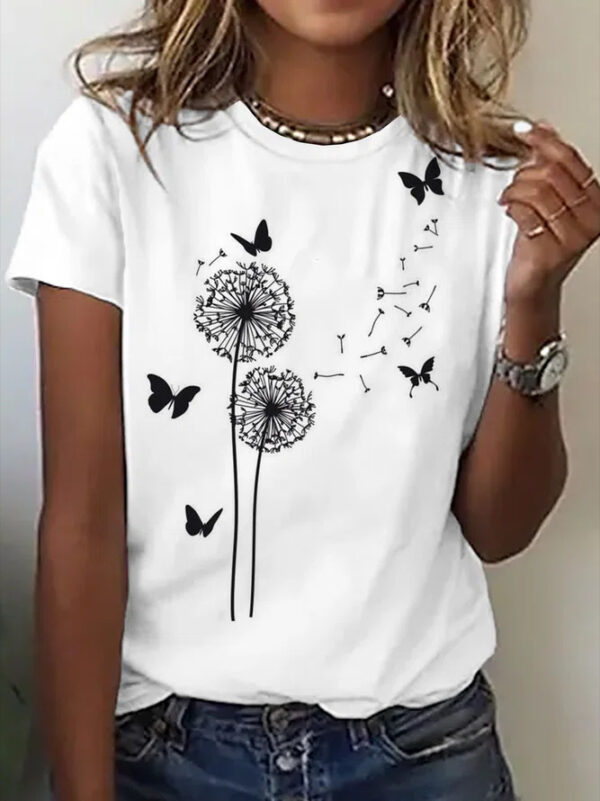 Women's Fashion Casual Round Neck Loose T-shirt - Image 8