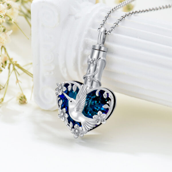 Crystal Hummingbird Urn Necklace In Sterling Silver - Image 5