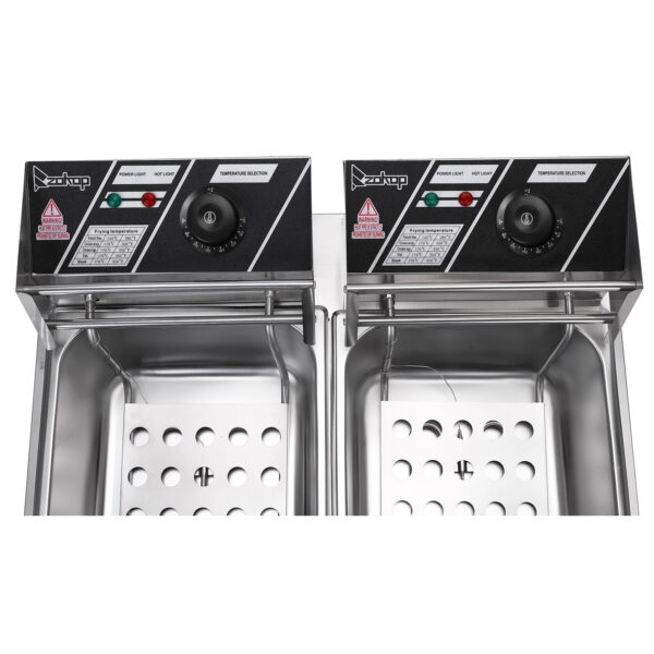 Electric Fryer Silver Stainless Steel Double Cylinder - Image 9