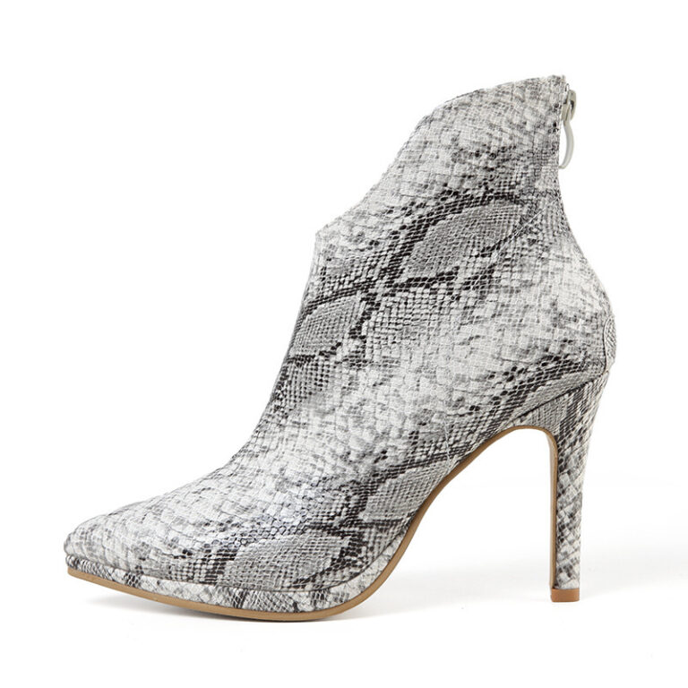 Snakeskin Pattern Women's Back Zipper Ankle Boots - Image 2