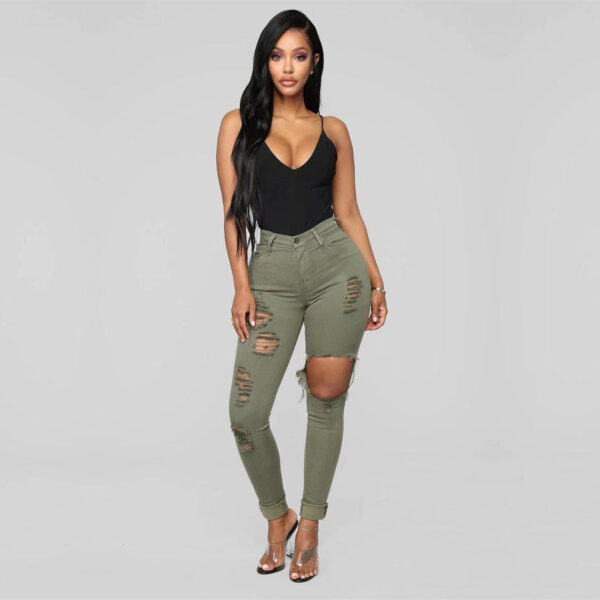 Women's Casual Knee Ripped Jeans - Image 4