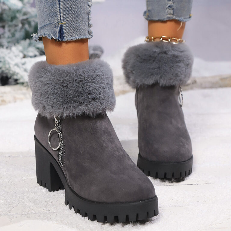 Snow Velvet Thermal And Thickening Thick Heel Women's Short Boots - Image 2