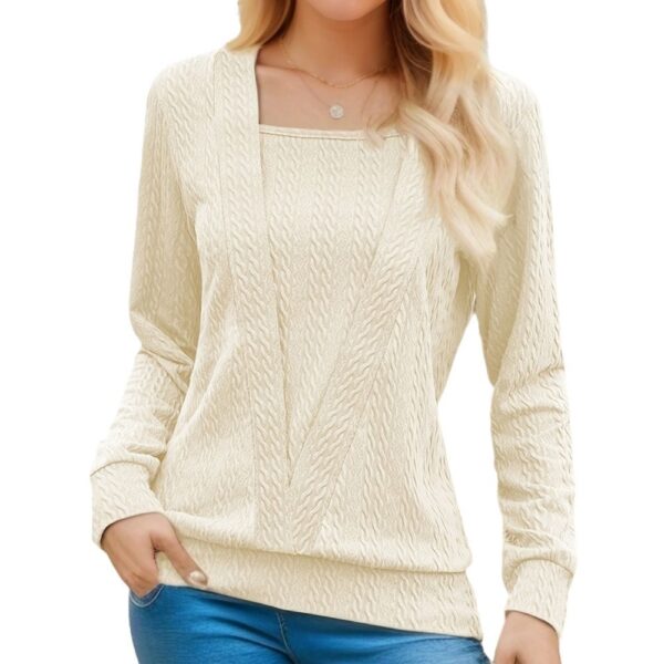 Casual Loose Stitching Long Sleeve T-shirt Women - Image 2