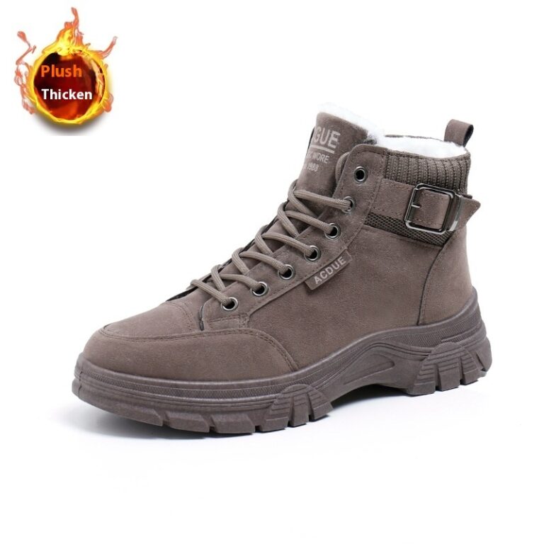 Women's Cotton-padded Shoes Round Toe Thick Bottom Fleece-lined Warm Suede Boots - Image 7