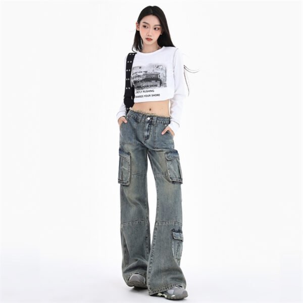 Women's American-style Retro Workwear Jeans - Image 3