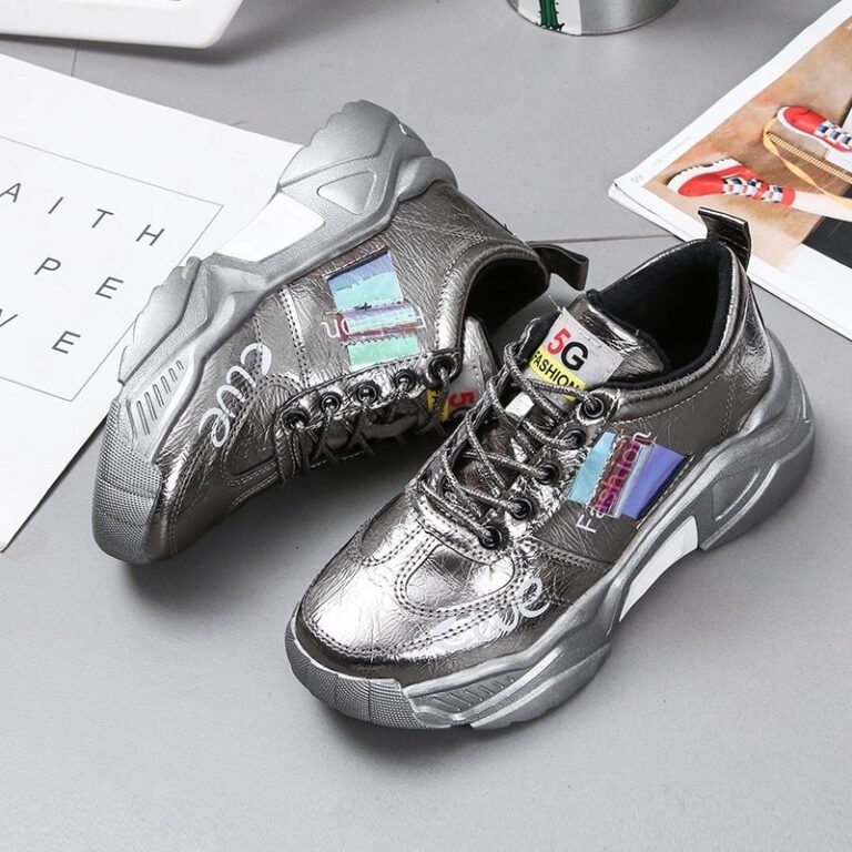 Tendon Sole Women's Shoes Patent Leather Platform Single Shoes Platform Sneakers - Image 4