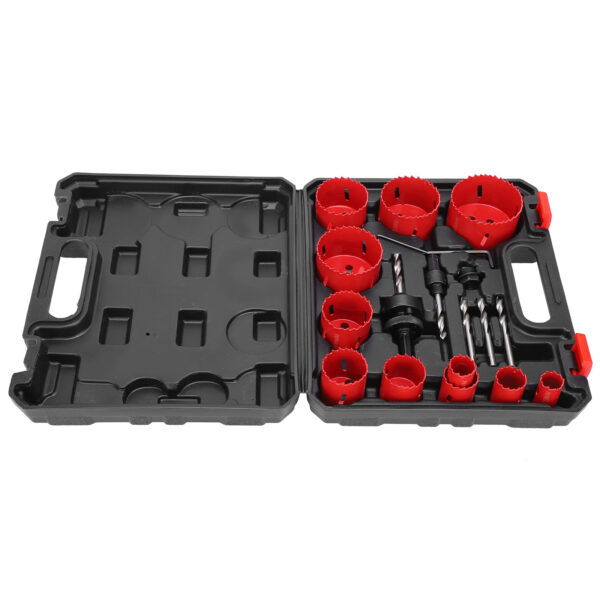 17Pcs BiMetal Hole Saw Set Red High Speed Steel Woodworking Holes Opener Drilling Tools - Image 4