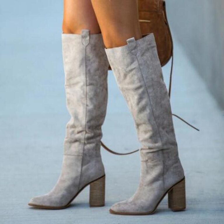 Over The Knee Round Head Suede Thick Heel Fashion Sleeve Boots