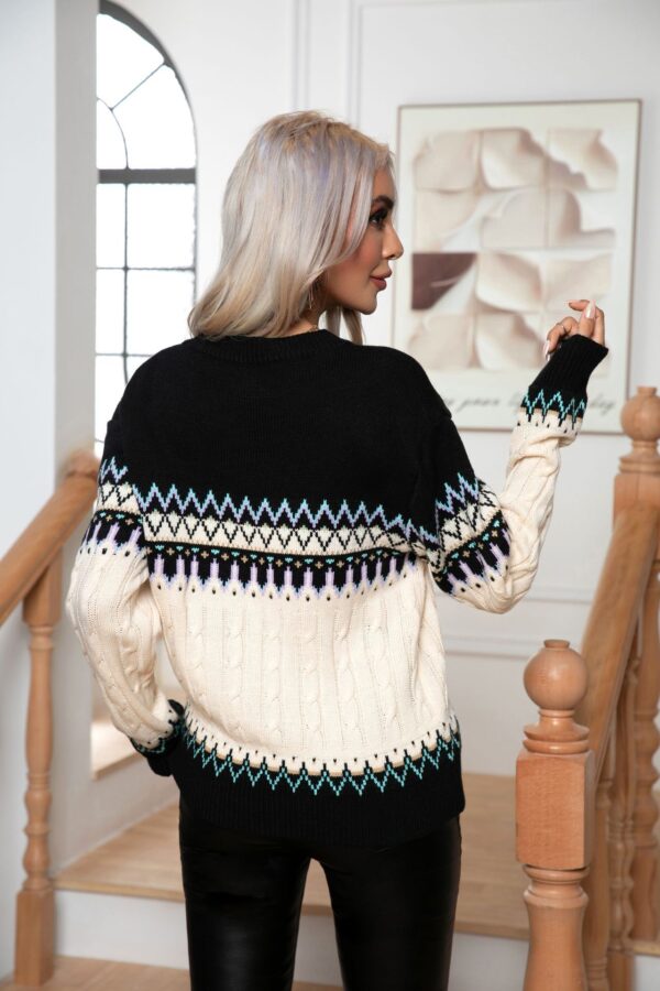 Retro Long Sleeve Knitted Pullover Sweater Women - Image 4