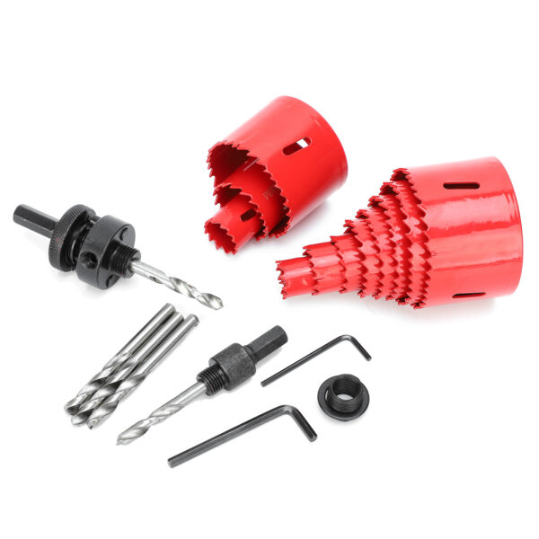 17Pcs BiMetal Hole Saw Set Red High Speed Steel Woodworking Holes Opener Drilling Tools - Image 10