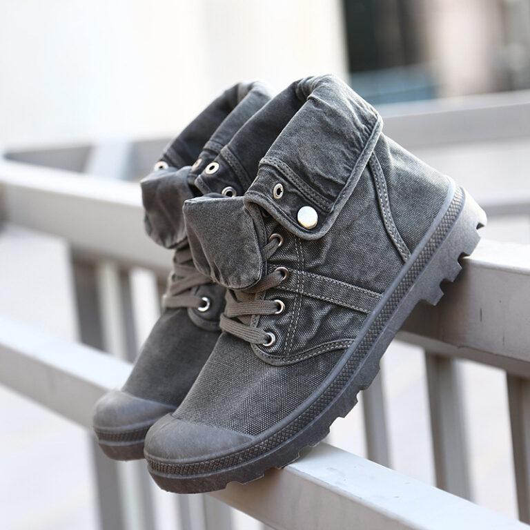 Platform high-top canvas shoes