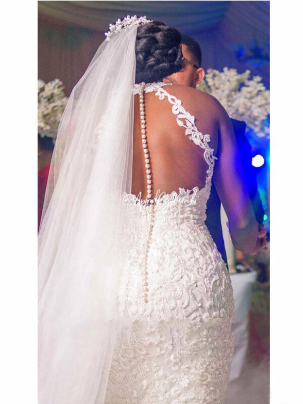 Vintage Lace Beaded Wedding Dresses Sheer Neck Mermaid Bridal Dresses Sexy Cheap Wedding Gowns - Image 2