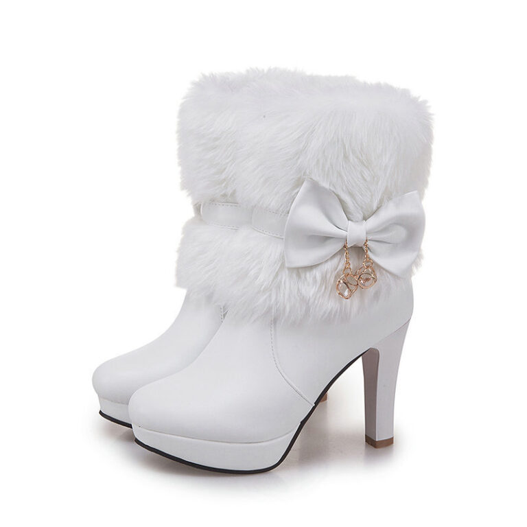 Sweet Princess Autumn And Winter Short Boots Snow Women Middle Boots Women Boots Thick Heel Short Boots - Image 3