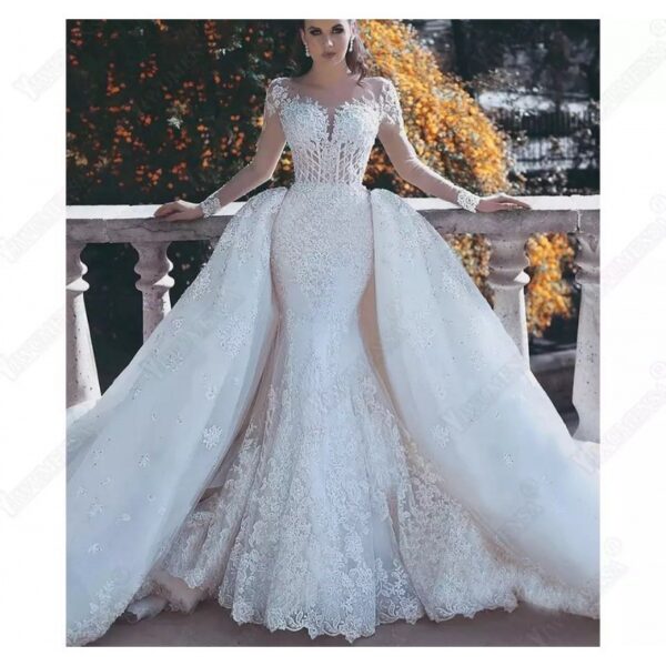 Africa Mermaid Wedding Dresses Long Sleeves Bridal Gowns - Image 2