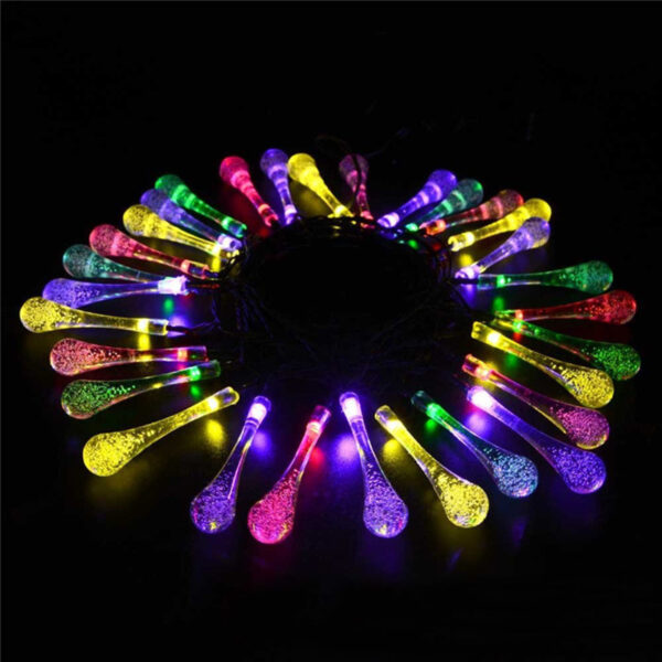 LED Outdoor Water Drops Solar Lamp String Lights LED Fairy Holiday Christmas Party Garland Garden Waterproof - Image 7