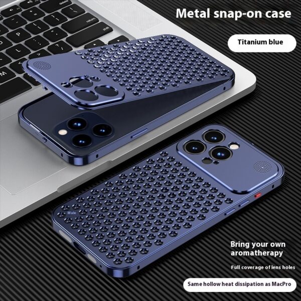 Applicable To Iphone15 Phone Case New Spring Fastener Aromatherapy Heat Dissipation Aluminum Alloy Case - Image 9