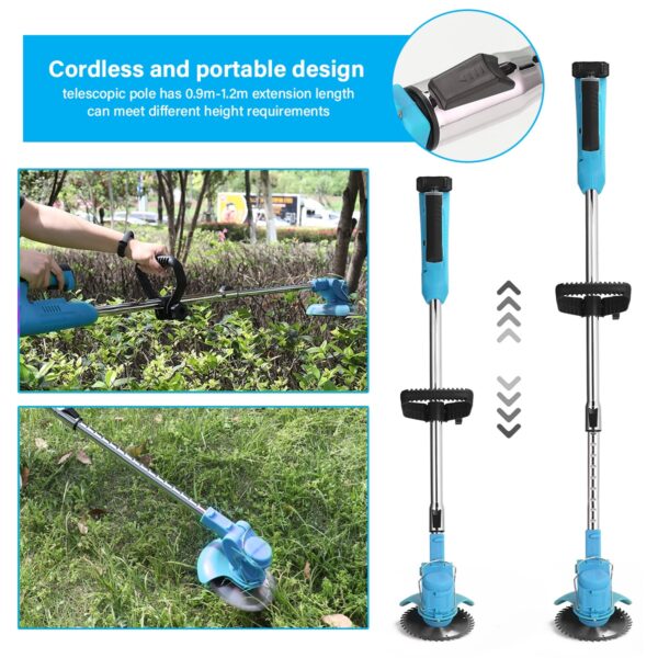 2 Battery Electric Cordless Grass Trimmer Strimmer Garden Edger Cutter & Charger - Image 5