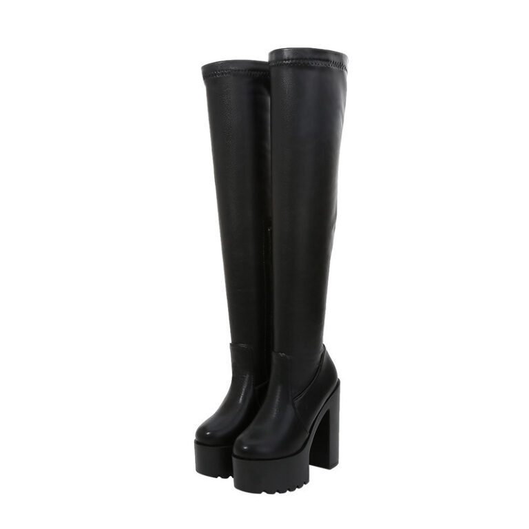 Fashion Women's Thick Heel High Heel Over The Knee Boots - Image 3