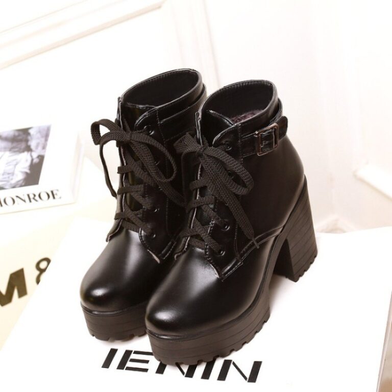 EAVE CAT 3 Color Winter Lace-Up Sexy Women Boots Fashion Platform High Square Heels Black Buckle Ankle Boots - Image 2