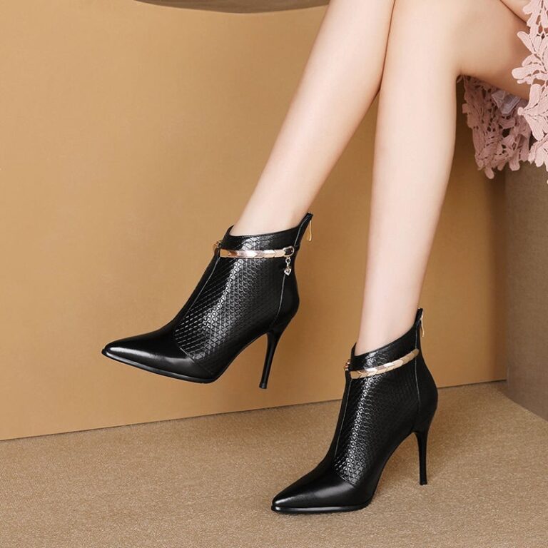 Pointed Back Zipper Stiletto High Heel Women's Boots - Image 2