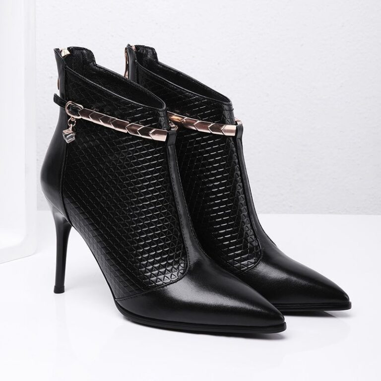 Pointed Back Zipper Stiletto High Heel Women's Boots - Image 5