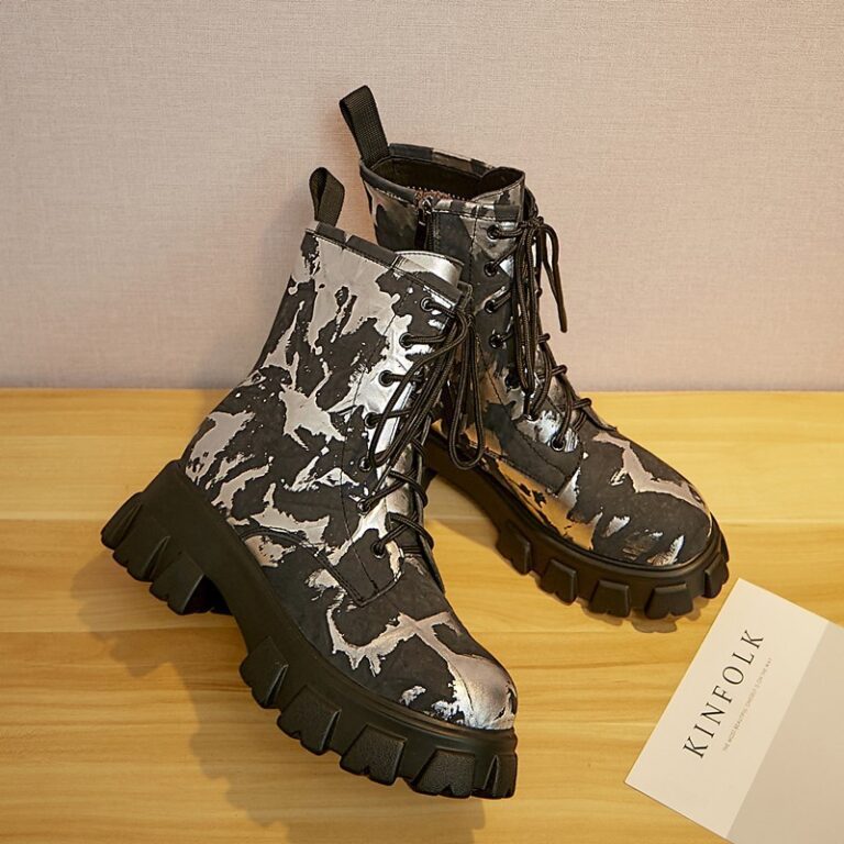 Autumn And Winter Art Graffiti Knight Boots - Image 5