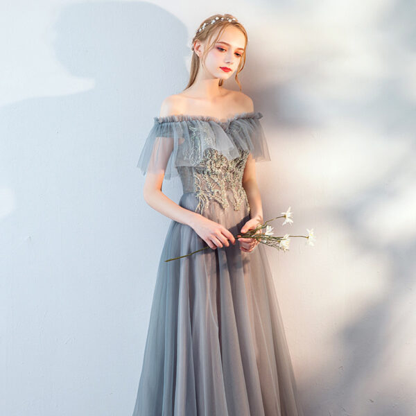 The Host's Annual Meeting Banquet Dress Skirt Fairy Air Shoulder Long Dress Female - Image 2