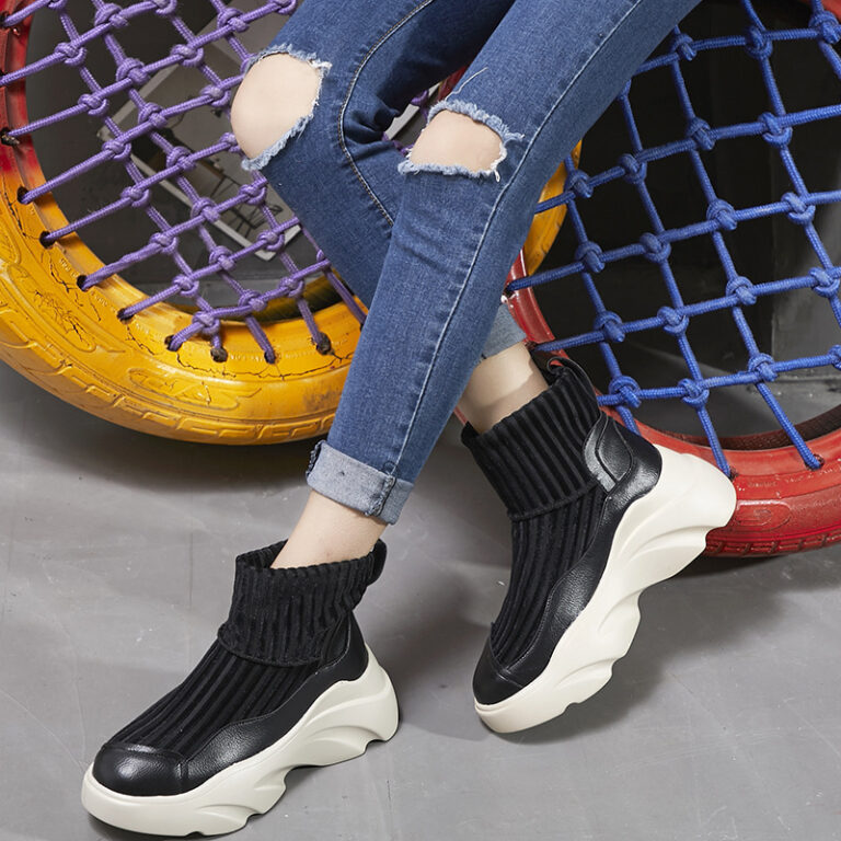 Stretch Platform Knit Stitching Sports Sock Boots - Image 2