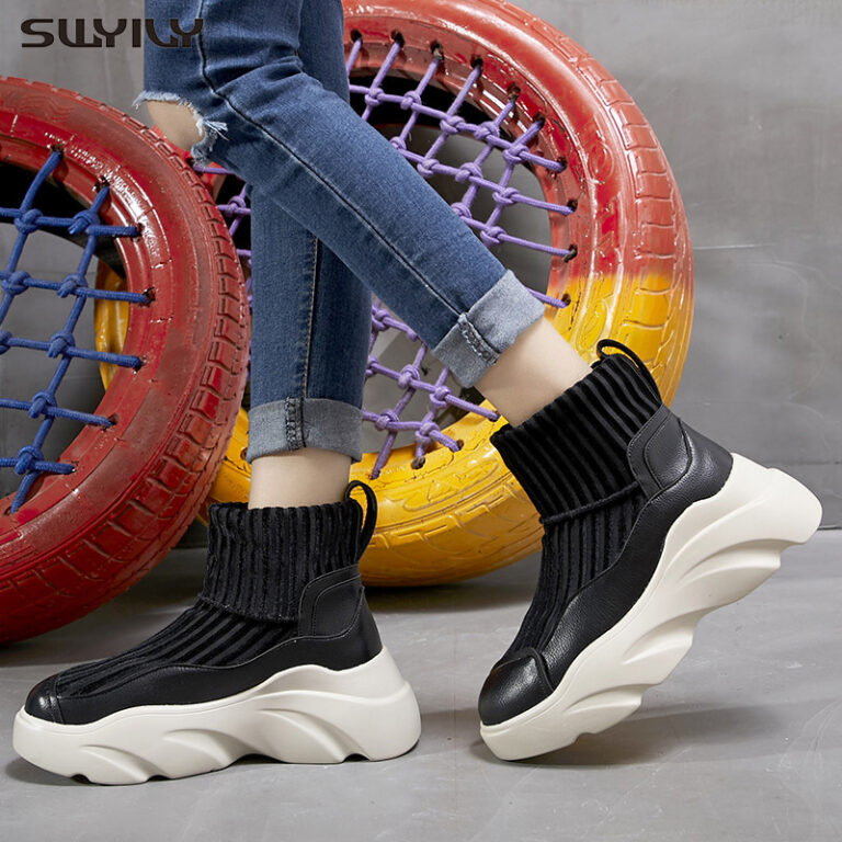 Stretch Platform Knit Stitching Sports Sock Boots - Image 5