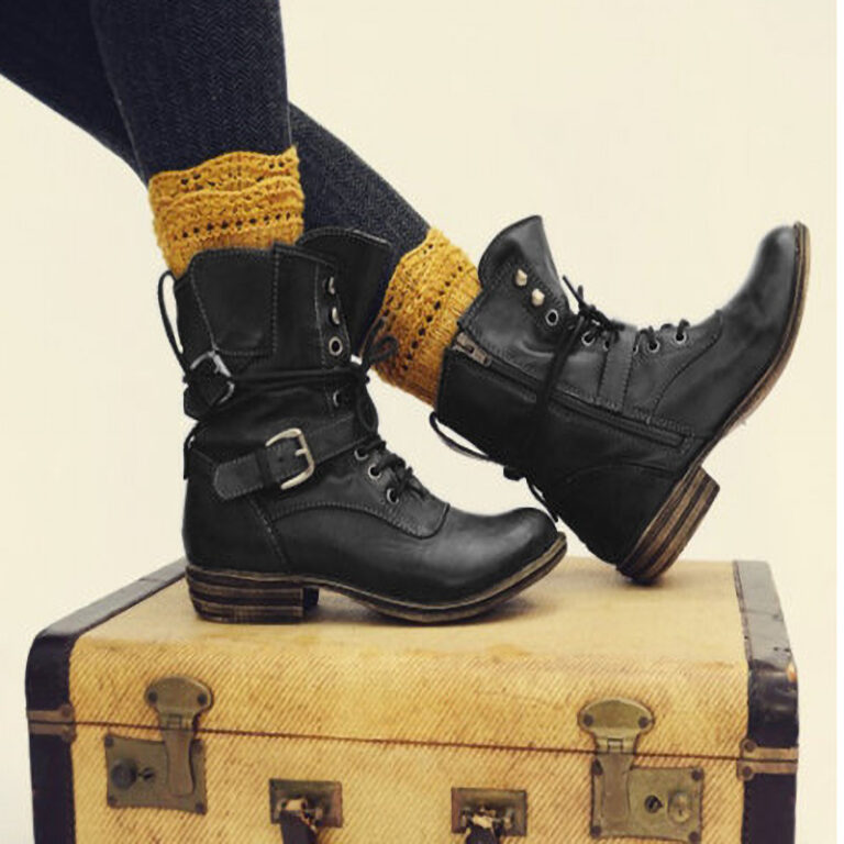 New European And American Style Lace-Up Low-Heel Martin Boots - Image 4