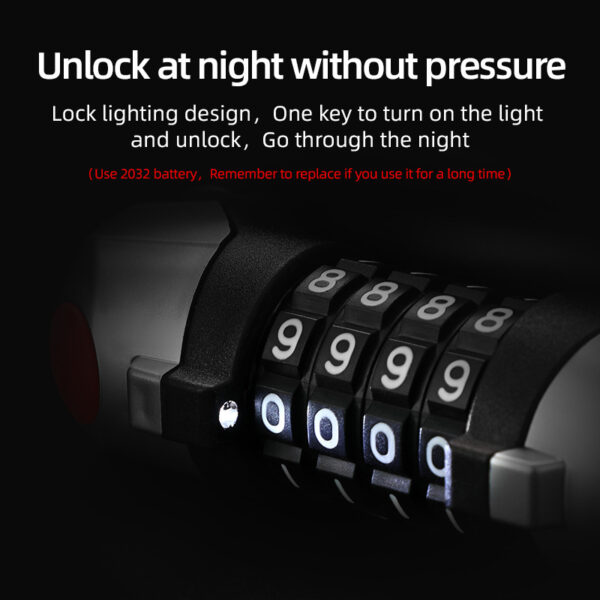 Bicycle Anti-theft 4-digit Code Lock With Light Alloy Core Lightweight Security Lock - Image 4