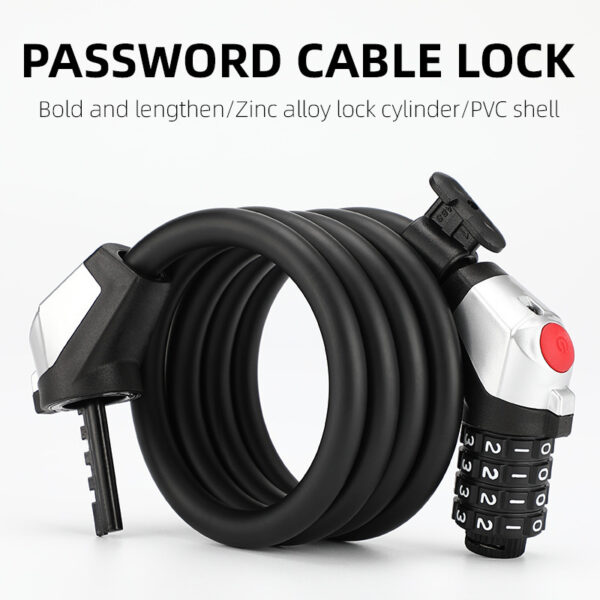 Bicycle Anti-theft 4-digit Code Lock With Light Alloy Core Lightweight Security Lock - Image 5