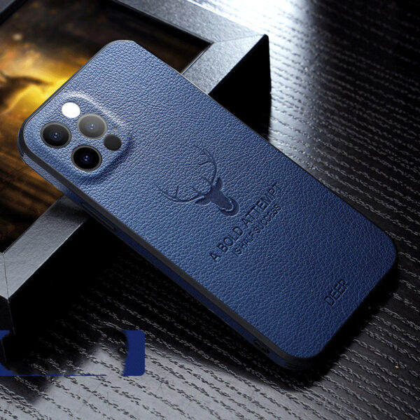 Compatible With Apple, Luxury Leather Texture Square Frame Case On For Deer Camera Protection Shockproof Cover - Image 5